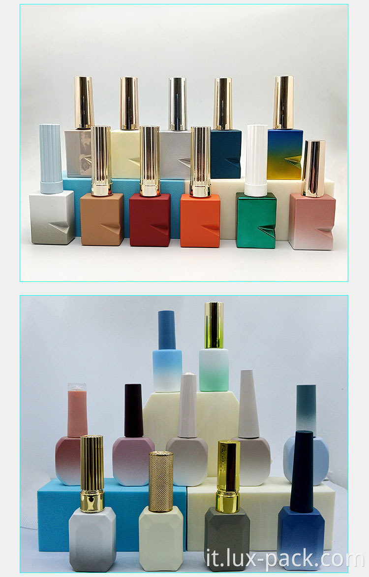 7 ml da 15 ml di lusso quadrate di lusso chiaro flacone gel di vetro personalizzato in vetro